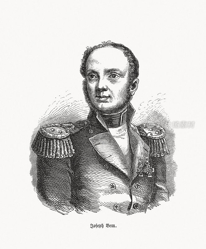 Józef Bem(1794-1850)，波兰将军，木刻，1893年出版